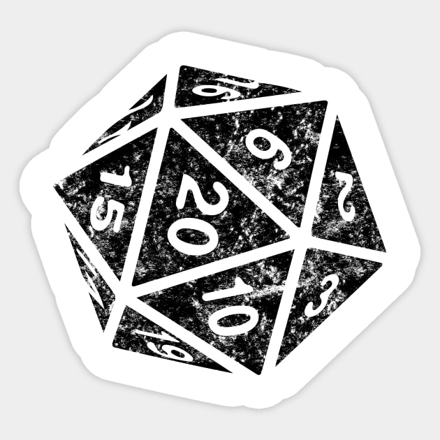 RPG Dice d20 | Distressed Black Sticker by TeesByJay